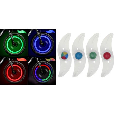 Luci LED per ruote della bicicletta raggi RGB 4pz verde rosso blu TE-B0403 (1/5)