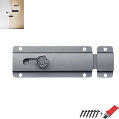 Sollbry 1 lot de verrous de porte optiques à double usage en alliage d'aluminium gris de 80 mm sans trou et perforé pour portes en bois et boulons de porte (1/5)