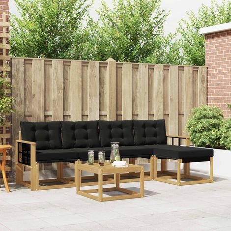 vidaXL Outdoor-Sofagarnitur 6 Stk. Weiß und Schwarz (1/5)