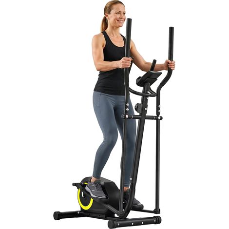 SPORTNOW bicicleta elíptica para casa silenciosa con bluetooth compatible con app, 8 niveles de resistencia, monitor lcd y sensor de pulso, ruedas