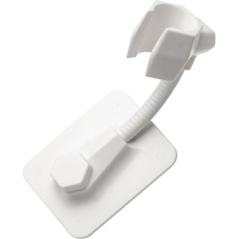 2pièces Support De Douche Réglable Sans Perçage Plastique Accessoires Pour Douche à Main Pour Salle De Bain Blanc (1/5)