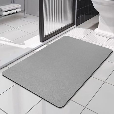Tappetino antiscivolo in terra diatomacea per il bagno (grigio, 40x60 cm), morbido tappetino in microfibra ad asciugatura rapida per porte e soggiorni. (1/5)