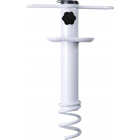Broca para sombrilla, base para sombrilla, metal, soporte para sombrilla, soporte para sombrilla, para postes de 25-32 mm, para playa, arena, césped, suelo, blanco (1/5)