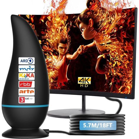 Upgrade Antenne TV, Antenne TV Intérieure Puissante TNT HD,Antenne intérieure HDTV pour TV Longue portée et réception à 360° amplificateur de Signal de Support amélioré pour Les chaînes locales HD 4K (1/5)