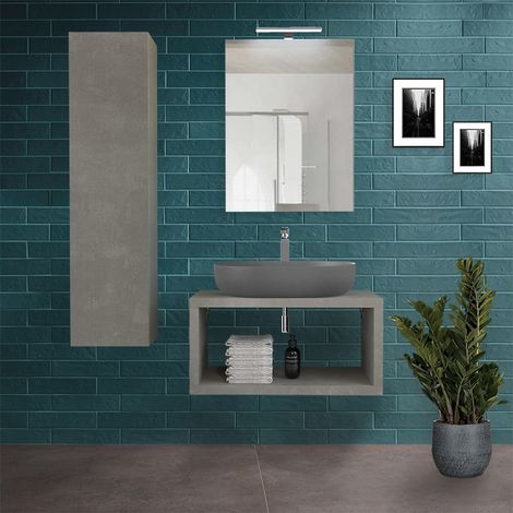Mobile bagno sospeso aperto 80 cm Master grigio cemento (1/5)