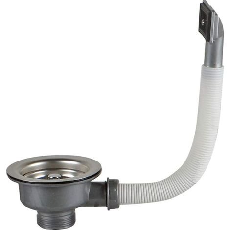 Bonde d\'évier avec carré trop plein panier inox 110 mm 1½", Acier inoxydable + ABS, Bonde + Panier- (1/5)