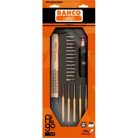 Bahco Fit&Go 1/3 Einlage mit Hammer, Splintentreibern und Schlagschraubendrehern - 23-tlg.