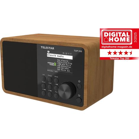 Radio Internet TELESTAR TOP 200, DAB+/FM, Bluetooth, aspect bois