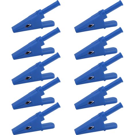 Lot de 10 pinces de test 20mm d'ouverture, bonne conductivité, type sécurité avec prise 4mm pour circuit électrique - Bleu (1/5)