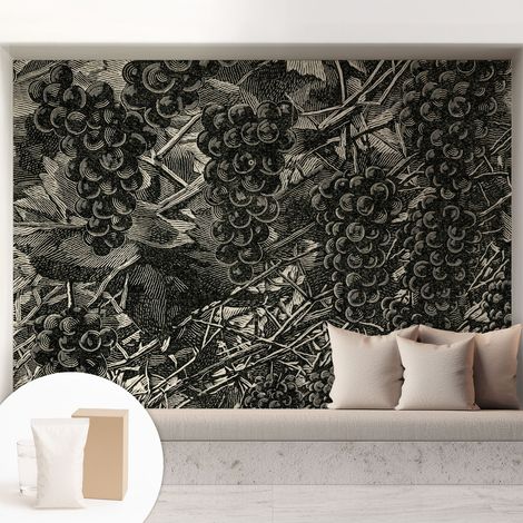 Papier peint intissé décoratif avec colle pour salon chambre et bureau Installation rapide Imprimé raisin 208x146 cm (1/5)
