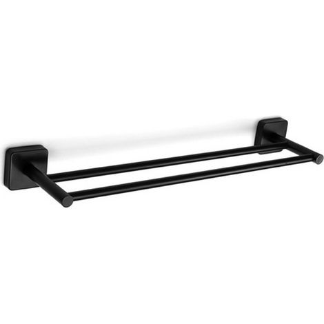 Portasciugamani doppia barra 50cm in acciaio inox nero opaco CLODE-N kamalu