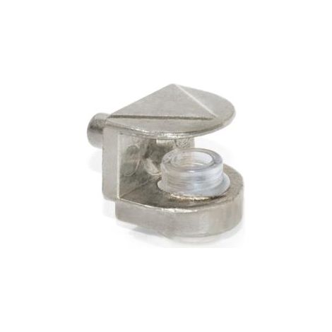 Emuca Soporte para estante de cristal, D. 5 mm, Plástico y zamak, Niquelado, 50 ud. -