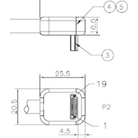 Câble HDMI - Mâle à Mâle - 0,3 M - Connecteur Coudé 90° - Canal Ethernet - 4K2K @ 30 Hz - Contacts Dorés - 1 Pièce (1/4)