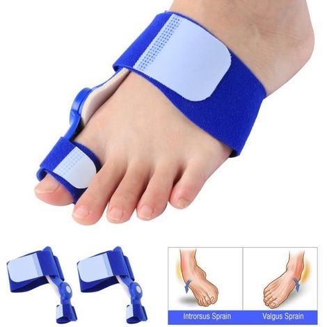 Correcteur d\'oignon adulte - ZERODIS - Séparateur hallux valgus - Blanc - Bleu (1/4)