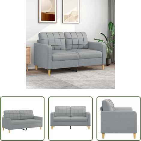 Stoffsofa - 2-Sitzer-Sofa Hellgrau 140 cm Stoff (1/5)