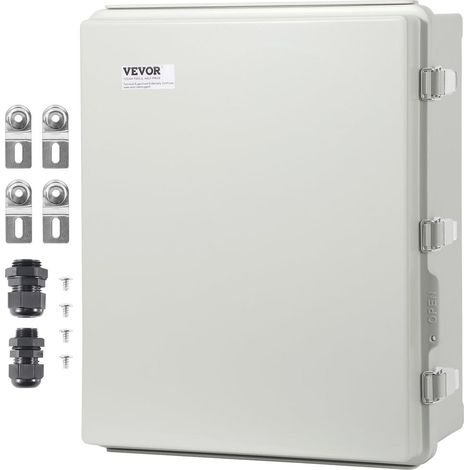 Boîte de jonction électrique, 530x430x200 mm boîtier électrique plastique ABS couvercle à charnière, loquet en acier inoxydable, étanche IP67 à la poussière pour projets électriques extérieurs (1/5)