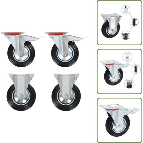 Ruedas para carritos - vidaXL Ruedas giratorias y fijas 4 unidades 160 mm - Ruedas para mesas
