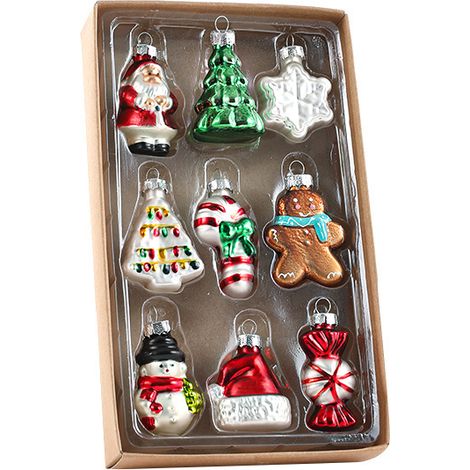 Geformte Glas-Weihnachtsornamente – Designs mit Cartoon-Weihnachtsmann, Schneemann und Schneeflocke – kreative Hängedekorationen für kleine Weihnachtsbäume (1/5)