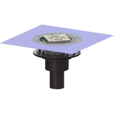 Siphon de sol Ecoguss Pressfl. DN 80, vertical, Variofix, grille design