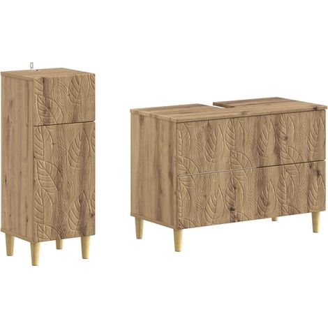 2 Piece Bathroom Cabinet Set DELFT Artisan Oak Engineered Wood vidaXL (1/5)