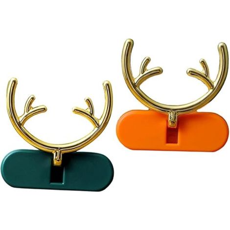 Lot de 4 crochets en forme de bois de cerf pour chaussette de Noël, décoration élan, support de prise sans perçage, crochets de fixation pour cordon (1/5)