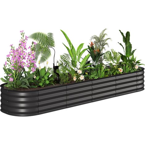 Modulares, quadratisches Hochbeet aus Stahl, 240 x 62 x 30 cm, für Gemüse, Blumen und Pflanzen. Ein robustes Pflanzgefäß, ideal für den Anbau von Gemüse, Kräutern und Zierpflanzen.
