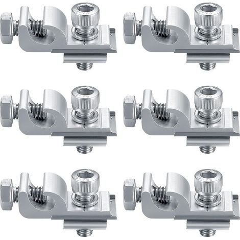 6 Pièces Clips de Mise à Terre de Panneau Solaire Standard, Kit de Fixation pour Système de Montage Solaire, Pinces de Support de Montage Cosses de Mise à Terre de Fixations de Panneau Solaire
