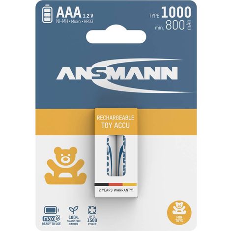 Ansmann 1311-0029 Batteria ricaricabile Ministilo (AAA) NiMH 800 mAh 1.2 V 2 pz. (1/5)