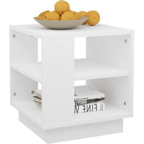 Table basse Blanc 40x40x43 cm Bois d'ingénierie (1/5)