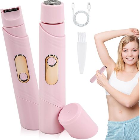 Rasoir à Double Tête 2 en 1, Doux et Indolore Rasoir Electrique, Écran LED avec Charge USB-C, Etanche, Facile à Nettoyer, Rasoir Femme Electrique pour Visage, Bikini, Jambes, Bras (Rose) (1/5)