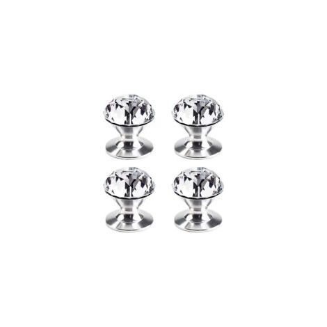 Lot de 4 boutons autocollants en cristal en aluminium Pour meubles Poignées autocollantes Pour armoire Porte coulissante Tiroir Poignées en cristal transparent Boutons de tiroir (1/5)