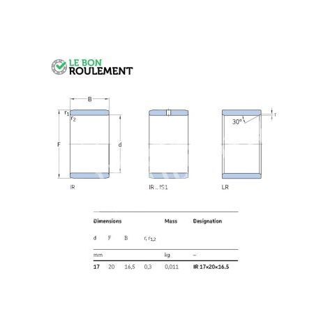 Bague acier intérieure IR17X20X16,5-SKF