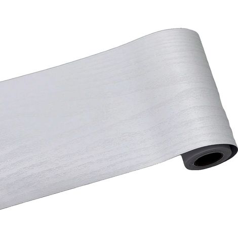 Adhesivo decorativo, estética madera, fácil de aplicar, madera blanca, 5 m x 20 cm - a (1/2)