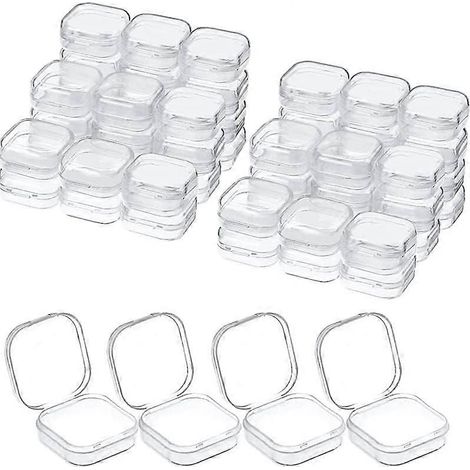Boîtes carrées transparentes en plastique, mini boîtes de rangement/emballage pour bijoux, perles, boucles d'oreilles, bagues – lot de 1 à 10 unités (1/5)