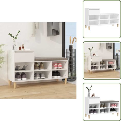 The Living Store Schuhregal Weiß 102x36x60 cm Holzwerkstoff - Schuhregal Weiß (1/5)