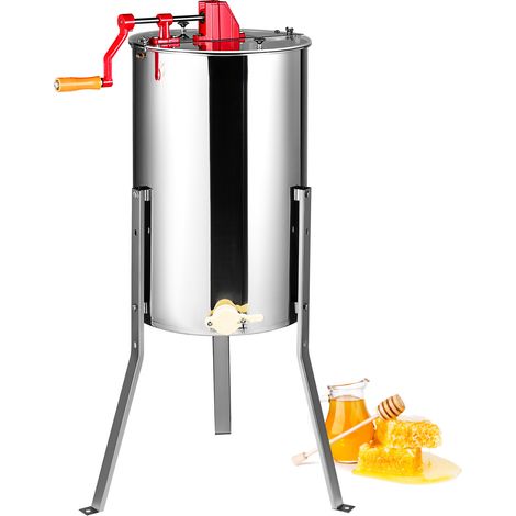 VEVOR Estrattore di Miele Manuale in Acciaio Inox Capienza 2/4 Favi 48x23cm / 48x16cm per Apicoltura, Smielatore Centrifuga di Miele Manuale con Coperchio Trasparente Altezza Regolabile tra 100-108cm