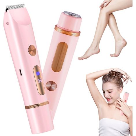 Tondeuse/rasoir double tête 2 en 1 pour femmes - Rasoir électrique sans fil rechargeable avec écran LCD