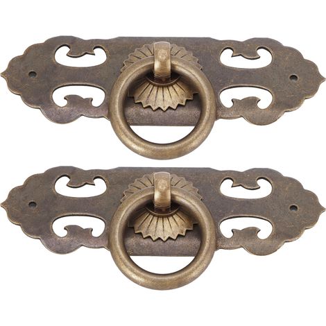 2 Poignées de tiroir vintage en cuivre 90mm, poignée creuse pour meuble, accessoire de décoration intérieure. (1/5)