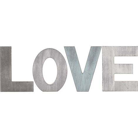 Panneau décoratif en bois « LOVE » style rétro vieilli, orné de lettres multicolores. (1/5)
