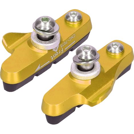 Convient aux plaquettes de frein C pour vélos de route, silencieuses, sans câble de frein, plaquettes de rechange en caoutchouc, couleur or. (1/5)