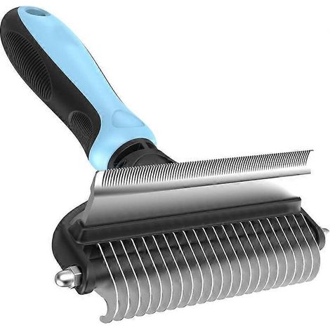 Brosse pour chien et chat - Outil de toilettage double face pour éliminer les poils, les nœuds et les enchevêtrements - Fini la perte de poils et les mèches rebelles (1/5)