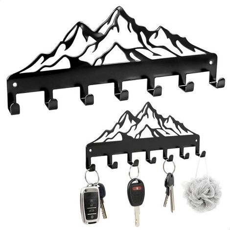 Schlüsselhalter aus Metall für die Wand, Schlüsselhaken, selbstklebender Organizer für Wohnung, Haus, Küche, Büro, Dekoration (Schwarz, 26 x 10 cm) (1/5)