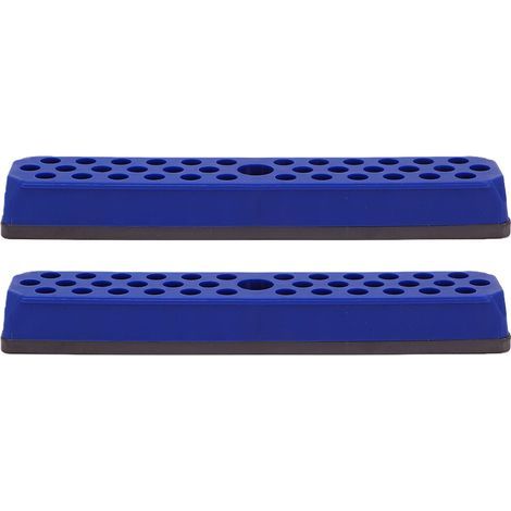 Porte-embouts hexagonaux, 2 pièces, 43 trous, organisateur de perceuse de 1/4 pouces avec Base magnétique pour boîte à outils, chariot à outils bleu (1/5)