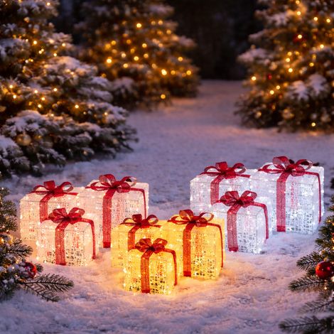 Set 3 Pacchi Regalo in acrilico Dual Color LED bianco caldo e bianco freddo -Small (h 25 20 15 cm) (1/5)