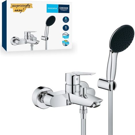 Grohe Start Einhandwandarmatur (Wandmontage, Mengenbegrenzung Temperaturbegrenzer, S-Anschlüsse, Kleben o. Bohren chrom 25283002 (1/5)