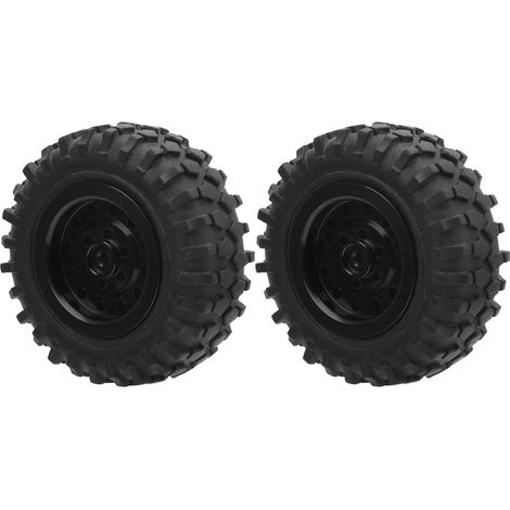 Pneus de camion RC 55 mm/2,2 pouces avec vis, en alliage d'aluminium et caoutchouc antidérapant pour WPL D12 1/10 (noir BL) (1/5)