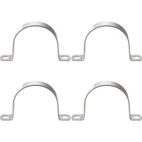 4 Pieces Diameter 63 mm U Clamp Clips Cable Clips 2 Holes Stainless Steel Mounting U-Shaped Saddle Bracket Two Hole for Hoses and Cables (1/5)