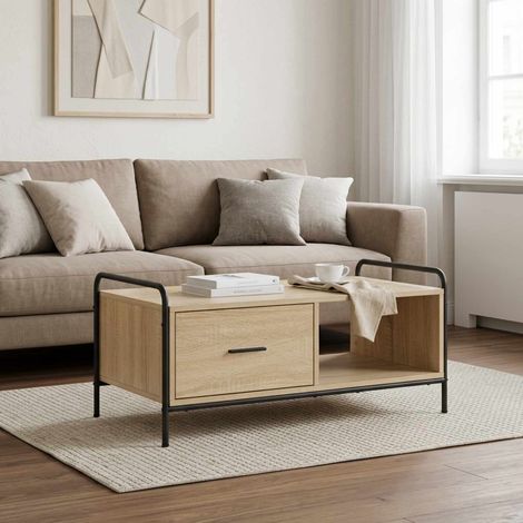 vidaXL Mesa de centro Roble Sonoma 90 x 49 x 41 cm (1/5)