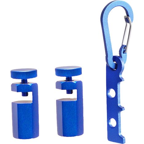 [Gabarits de pose] Gabarit hexagonale plat pour escalier et charpente en aluminium avec vis à molettes bleu, Kit de 2 gabarits et 1 support (1/5)