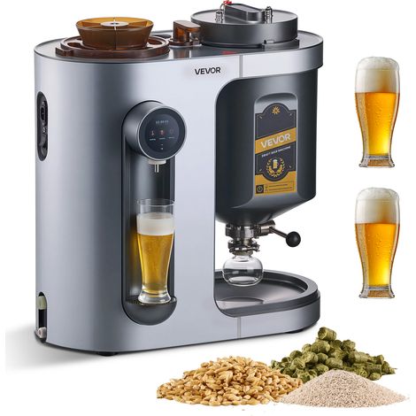 VEVOR Systeme de Brassage de Biere Tout-en-Un, Cuve de Brassage Automatisee 1500 W, Brasseur Biere Maison, Capacite 13 L, avec Dispositif deEmpatage et deEbullition, Cuve Interne en Inox 304